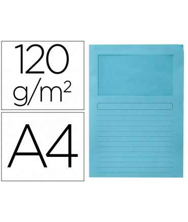 Subcarpeta cartulina q-connect din a4 azul con ventana transparente 120 g/m2