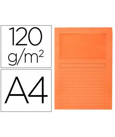 Cardboard subfolder q-connect din a4 orange with transparent window 120 g/m2