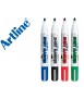 Rotulador artline camiseta ekt-2 negro rojo azul y verde punta redonda 2 mm para uso en camiseta caja de 4 unidades