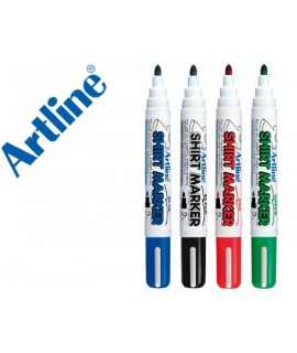 Rotulador artline camiseta ekt-2 negro rojo azul y verde punta redonda 2 mm para uso en camiseta caja de 4