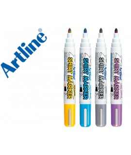 Rotulador artline camiseta ekt-2 amarillo,gris,celeste y violeta punta redonda 2 mm uso en camiseta caja de 4