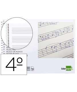 Music pad liderpapel staff 4mm quarter 20 sheets 100g/m2