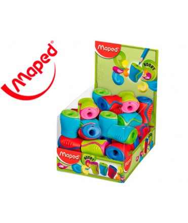 Sacapuntas maped plastico boogy 1 uso con deposito imperdible y apertura articulada colores surtidos