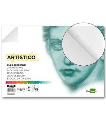 Bloc dibujo liderpapel artistico encolado 594x420mm 24+6 hojas 120g/m2 sin recuadro