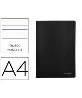 Notebook liderpapel black cover a4 80 sheets 60g/m2 horizontal with double margin