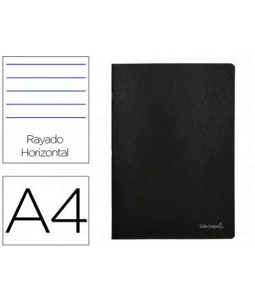 Libreta liderpapel tapa negra a4 80 hojas 60g/m2 horizontal con doble margen