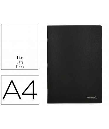 Libreta liderpapel tapa negra a4 80 hojas 60g/m2 liso con doble margen