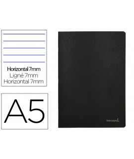 Notebook liderpapel black cover a5 80 sheets 60g/m2 horizontal with double margin