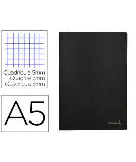 Notebook liderpapel black cover a5 80 sheets 60g/m2 5mm frame with double margin