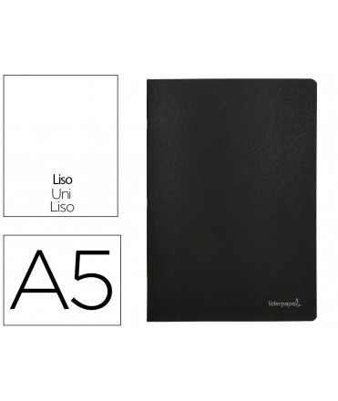 Libreta liderpapel tapa negra a5 80 hojas 60g/m2 liso con doble margen