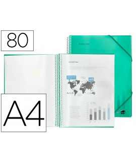 Carpeta liderpapel escaparate con espiral 80 fundas polipropileno din a4 verde
