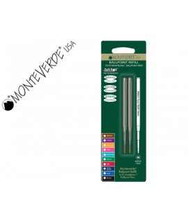 Monteverde pen refills compatible with montblanc blister 2 units black medium tip