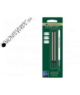 Monteverde roller refill compatible with montblanc blister 2 units blue fine tip