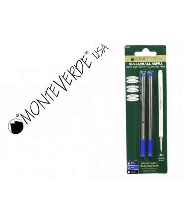 Recambio roller gel monteverde compatible con los de montblanc blister 2 unidades color azul punta media