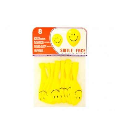 Globo 100% latex biodegradable cara sonriente bolsa de 8 unidades