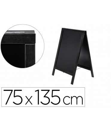 Pizarra negra liderpapel caballete doble cara de madera con superficie para rotuladores 75x135 cm