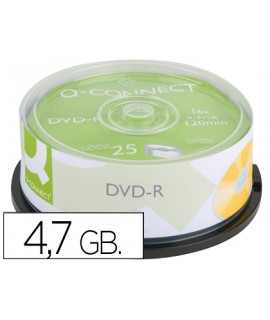 Dvd-r q-connect capacidad 4,7gb duracion 120min velocidad 16x bote de 25 unidades