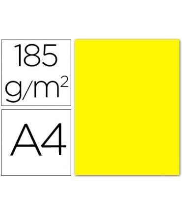 Cartulina guarro din a4 amarillo canario 185 gr paquete 50 hojas
