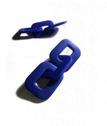 Chain OOO earrings, blue