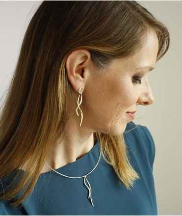 Delta earrings, two-tone