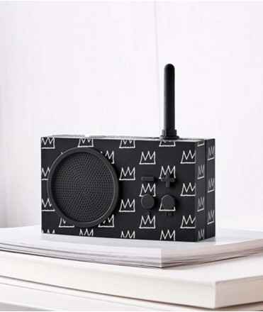 Radio Tykho 3 Lexon x Jean-Michel Basquiat Crown, negre 
