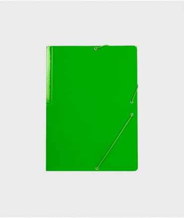 Carpeta con gomas. Tamaño: 35x25 cm. Color verde. Acabado brillante