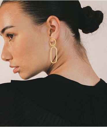 Pendientes Minimal Folk Doble, oro
