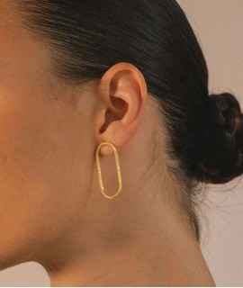Minimal Folk Oval Earrings, Gold