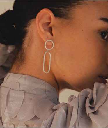 Pendientes Minimal Folk Doble, plata