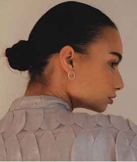Minimal Folk Round Earrings, Silver