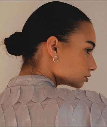 Minimal Folk Round Earrings, Silver