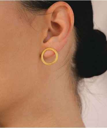 Minimal Folk Round earrings, gold