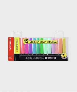 15 Rotuladores Stabilo Boss Fluorescent colores surtidos