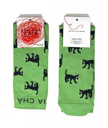 Socks Cats by Cecilia de Arriba, green