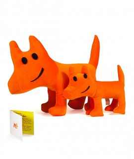 Julian the Cubist stuffed dog, orange. Big