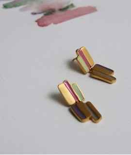 Palette Gold Earrings, Double
