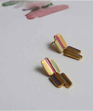 Palette Gold Earrings, Double