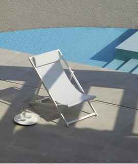 Folding sun lounger Sand, white