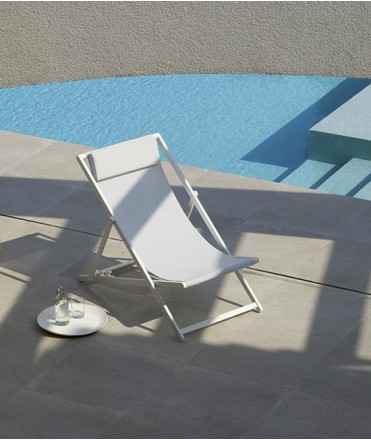 Folding sun lounger Sand, white