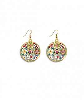 Earrings Round Hydraulic Tiles, Hook