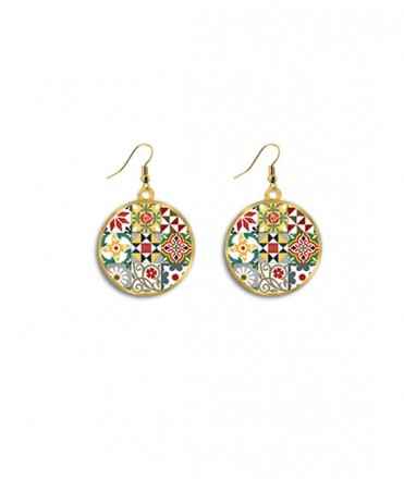 Earrings Round Hydraulic Tiles, Hook