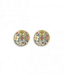 Earrings Round Hydraulic Tiles