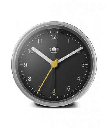 Reloj despertador Braun Classic BC12SB, Plata y Negro