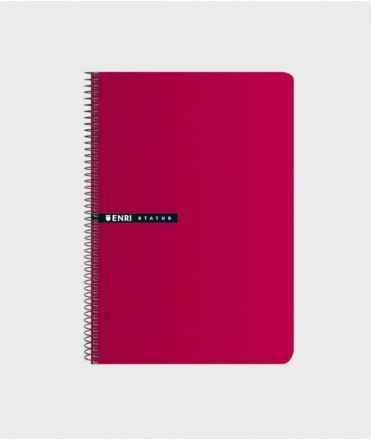 Libreta Status, cuartilla. Tapa de color rojo. Acabado cuadriculado