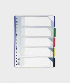 Separador de plástico transparente, folio. 5 posiciones