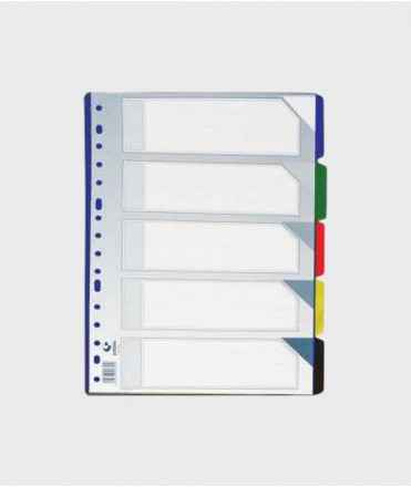 Separador de plástico transparente, folio. 5 posiciones