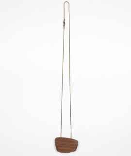 Walnut necklace with long brass chain