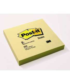 Bloc de notes adhesives Post-it. Mida: 7,6x7,6 cm. 100 fulls.