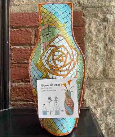 Palace Columns Fabric Vase, Blue