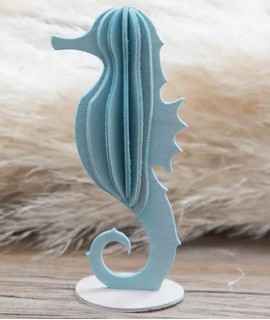 Decorative card Seahorse, blue. 8 cm.